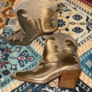 Gold Western Ankle Boots